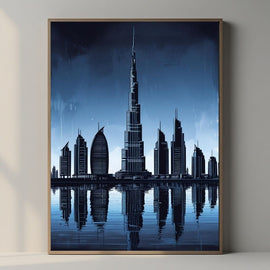 Dubai Skyline Wall Art Printable, Burj Khalifa Poster, Modern Dubai Cityscape Print, Luxury Architecture Wall Decor, Digital Download