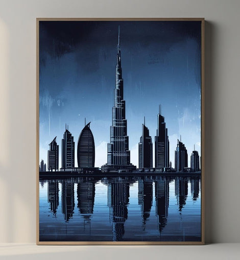 Dubai Skyline Wall Art Printable, Burj Khalifa Poster, Modern Dubai Cityscape Print, Luxury Architecture Wall Decor, Digital Download