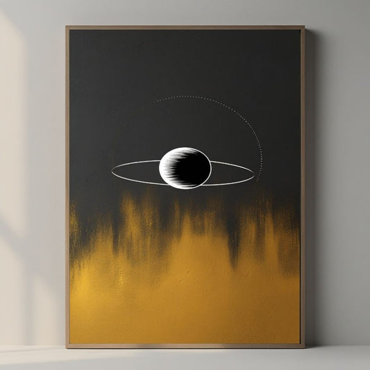 Arte de pared imprimible de Saturno, póster minimalista de planeta, decoración moderna de pared espacial, impresión abstracta celestial, descarga digital