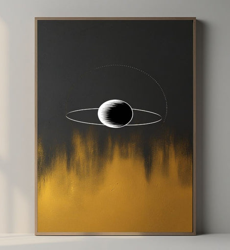 Saturn Wall Art Printable, Minimal Planet Poster, Modern Space Wall Decor, Celestial Abstract Print, Digital Download