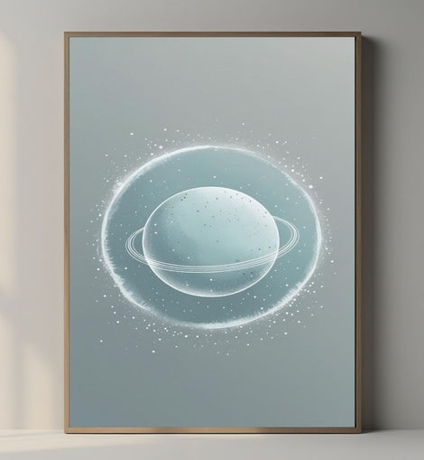 Saturn Wall Art Printable, Minimal Planet Orbit Print, Celestial Space Home Decor, Modern Astronomical Poster, Digital Download