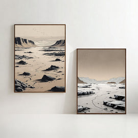 Desert Landscape Wall Art Set of 2 Printable, Minimalist Desert Prints, Modern Nature Wall Decor, Digital Download