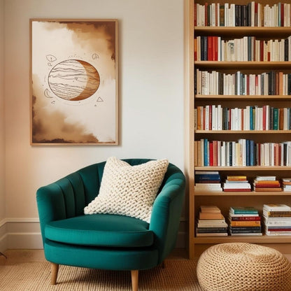 Arte de Pared Imprimible Planeta Celestial, Lámina de Planeta Cósmico Minimalista, Decoración Moderna del Hogar Espacial, Póster de Astronomía Escandinavo, Descarga Digital
