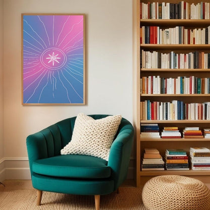 Arte de pared de estrella celestial imprimible, estampado de ráfaga de estrellas cósmica degradada, decoración moderna para el hogar de galaxia, póster espacial minimalista, descarga digital
