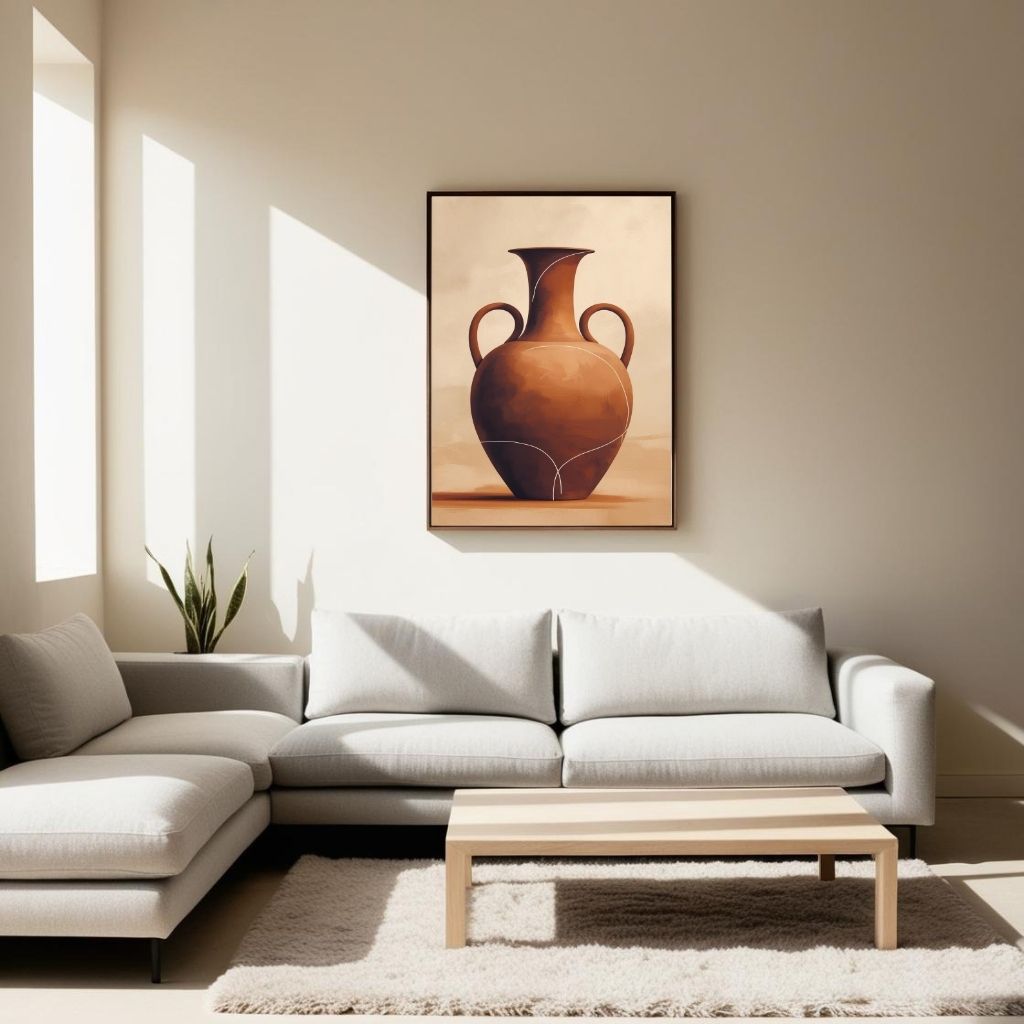Minimal Ceramic Vase Wall Art Printable, Terracotta Vase Poster, Modern Pottery Decor, Scandinavian Neutral Print, Digital Download Print
