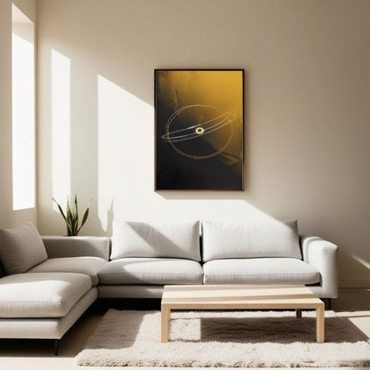Arte de pared imprimible "Órbita Celestial", ilustración espacial de línea mínima, decoración cósmica moderna, póster de galaxia neutro, descarga digital