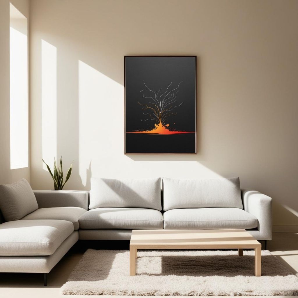Volcanic Eruption Wall Art Printable, Minimal Lava Flow Print, Modern Geological Nature Home Decor, Contemporary Poster, Digital Download