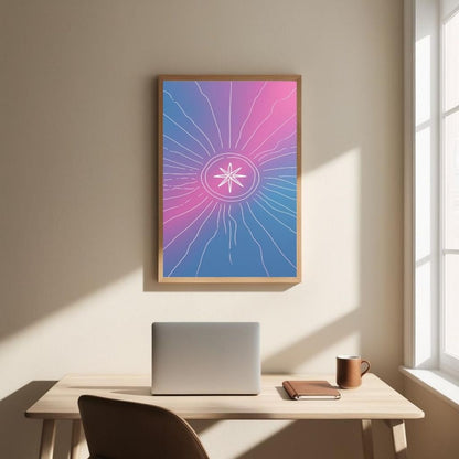 Arte de pared de estrella celestial imprimible, estampado de ráfaga de estrellas cósmica degradada, decoración moderna para el hogar de galaxia, póster espacial minimalista, descarga digital