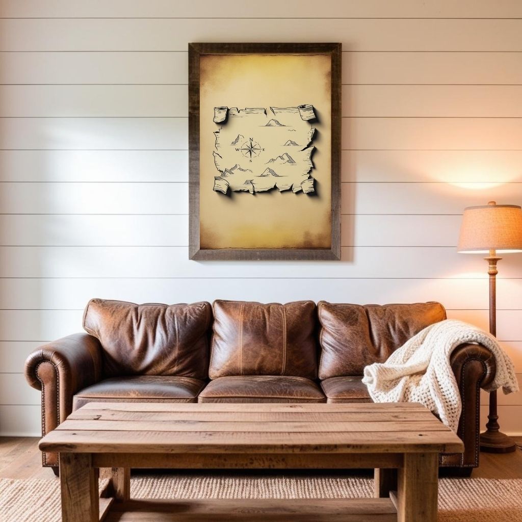 Mapa del tesoro imprimible para pared, impresión de mapa pirata vintage, decoración náutica antigua para el hogar, póster de aventura del viejo mundo, descarga digital