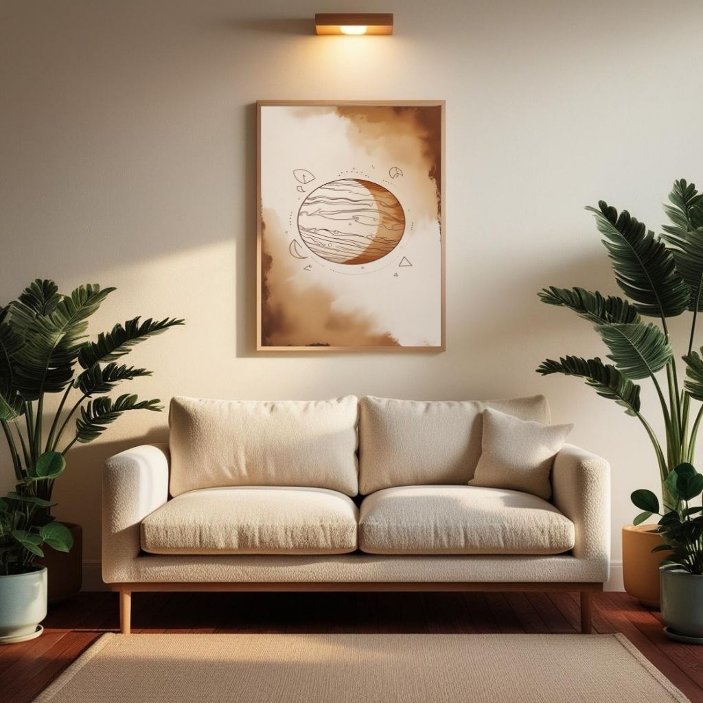 Arte de Pared Imprimible Planeta Celestial, Lámina de Planeta Cósmico Minimalista, Decoración Moderna del Hogar Espacial, Póster de Astronomía Escandinavo, Descarga Digital