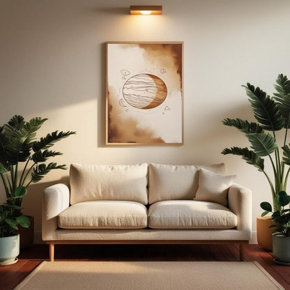 Arte de Pared Imprimible Planeta Celestial, Lámina de Planeta Cósmico Minimalista, Decoración Moderna del Hogar Espacial, Póster de Astronomía Escandinavo, Descarga Digital