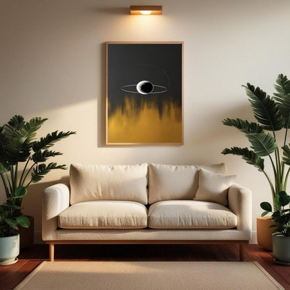 Arte de pared imprimible de Saturno, póster minimalista de planeta, decoración moderna de pared espacial, impresión abstracta celestial, descarga digital