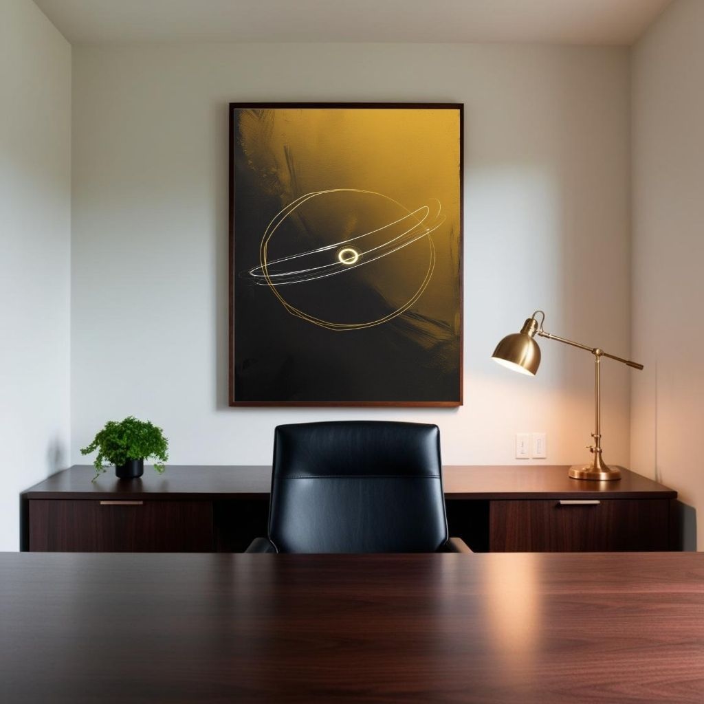 Arte de pared imprimible "Órbita Celestial", ilustración espacial de línea mínima, decoración cósmica moderna, póster de galaxia neutro, descarga digital