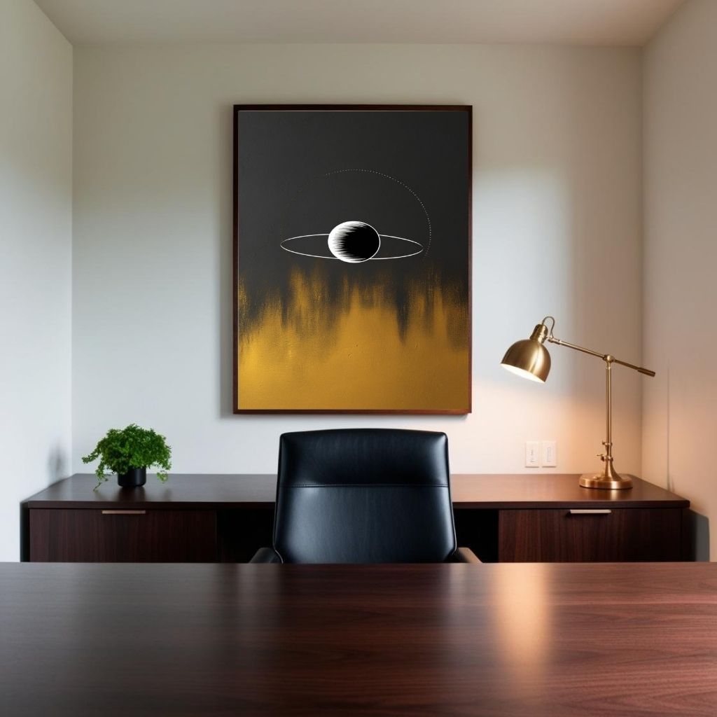 Arte de pared imprimible de Saturno, póster minimalista de planeta, decoración moderna de pared espacial, impresión abstracta celestial, descarga digital