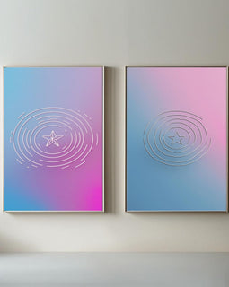 Geometric Gradient Wall Art Set of 2 Printable, Modern Abstract Pastel Circle Prints, Contemporary Minimalist Home Decor, Digital Download