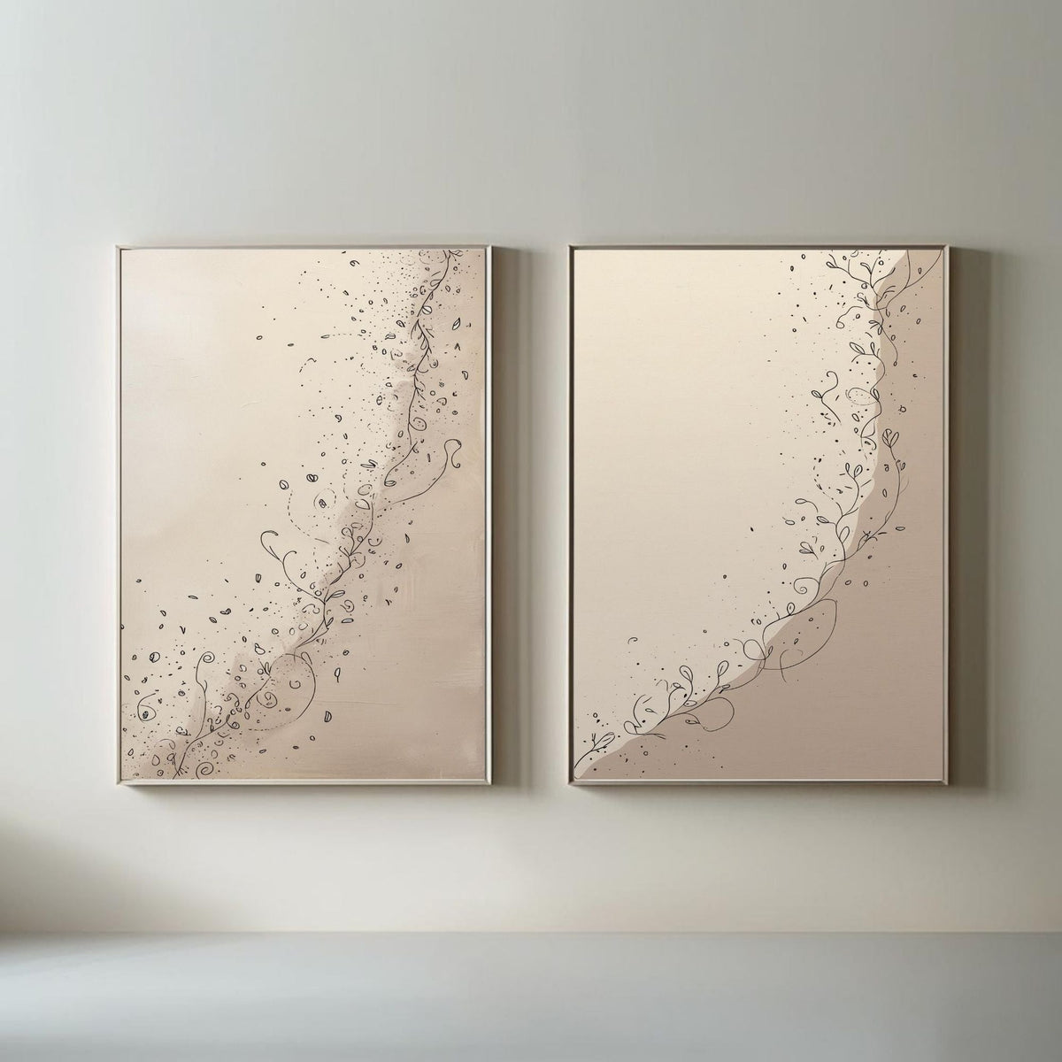 Botanical Line Art Wall Art Set of 2 Printable, Elegant Vine Prints, Minimalist Neutral Decor, Digital Download