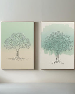 Minimalist Tree Wall Art Set of 2 | Botanical Line Drawing Printable Art | Sage Green Nature Decor | Scandinavian Tree Poster Set | Modern Organic Wall Art | Digital Download