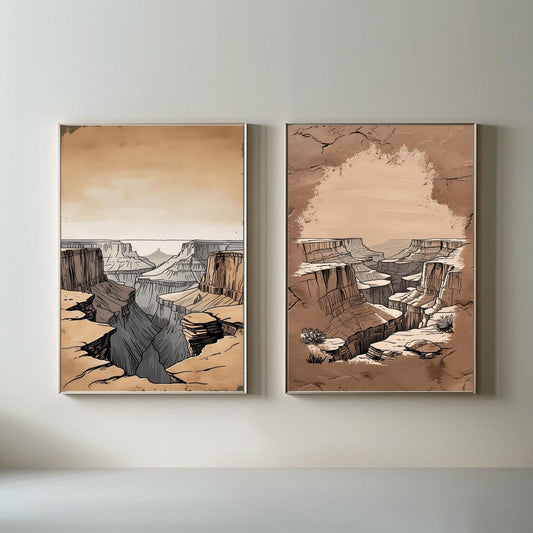 Set de 2 cuadros imprimibles del Gran Cañón, impresiones de paisajes de cañones desérticos, decoración de hogar del suroeste, descarga digital