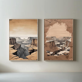 Grand Canyon Wall Art Set of 2 Printable, Desert Canyon Landscape Prints, Southwestern Home Decor, Digital Download