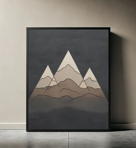 Mountain Line Art Printable, Minimal Mountain Illustration Print, Scandinavian Nature Wall Decor, Neutral Landscape Poster, Digital Download