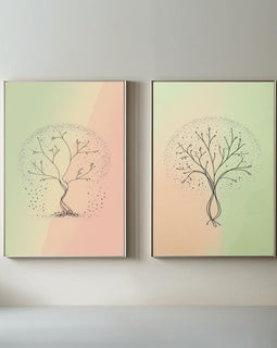 Abstract Tree Wall Art Set of 2 Printable, Botanical Line Art Prints, Modern Nature Wall Decor, Digital Download
