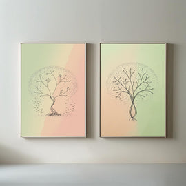 Abstract Tree Wall Art Set of 2 Printable, Botanical Line Art Prints, Modern Nature Wall Decor, Digital Download