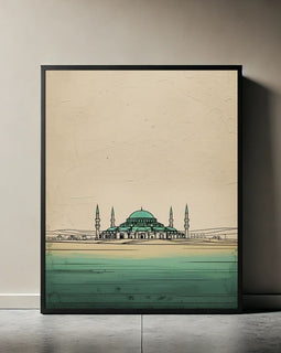 Blue Mosque Wall Art Printable, Sultan Ahmed Mosque Poster, Istanbul Skyline Decor, Minimal Islamic Architecture Print, Digital Download Print