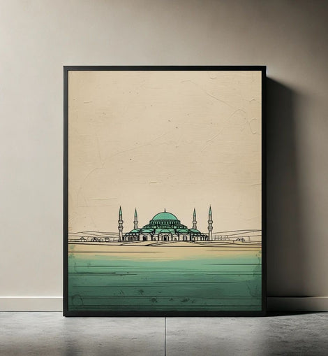Blue Mosque Wall Art Printable, Sultan Ahmed Mosque Poster, Istanbul Skyline Decor, Minimal Islamic Architecture Print, Digital Download Print