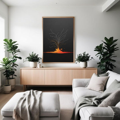 Volcanic Eruption Wall Art Printable, Minimal Lava Flow Print, Modern Geological Nature Home Decor, Contemporary Poster, Digital Download