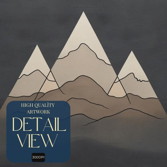 Lámina artística de línea de montaña, Impresión de ilustración de montaña minimalista, Decoración de pared de naturaleza escandinava, Póster de paisaje neutral, Descarga digital