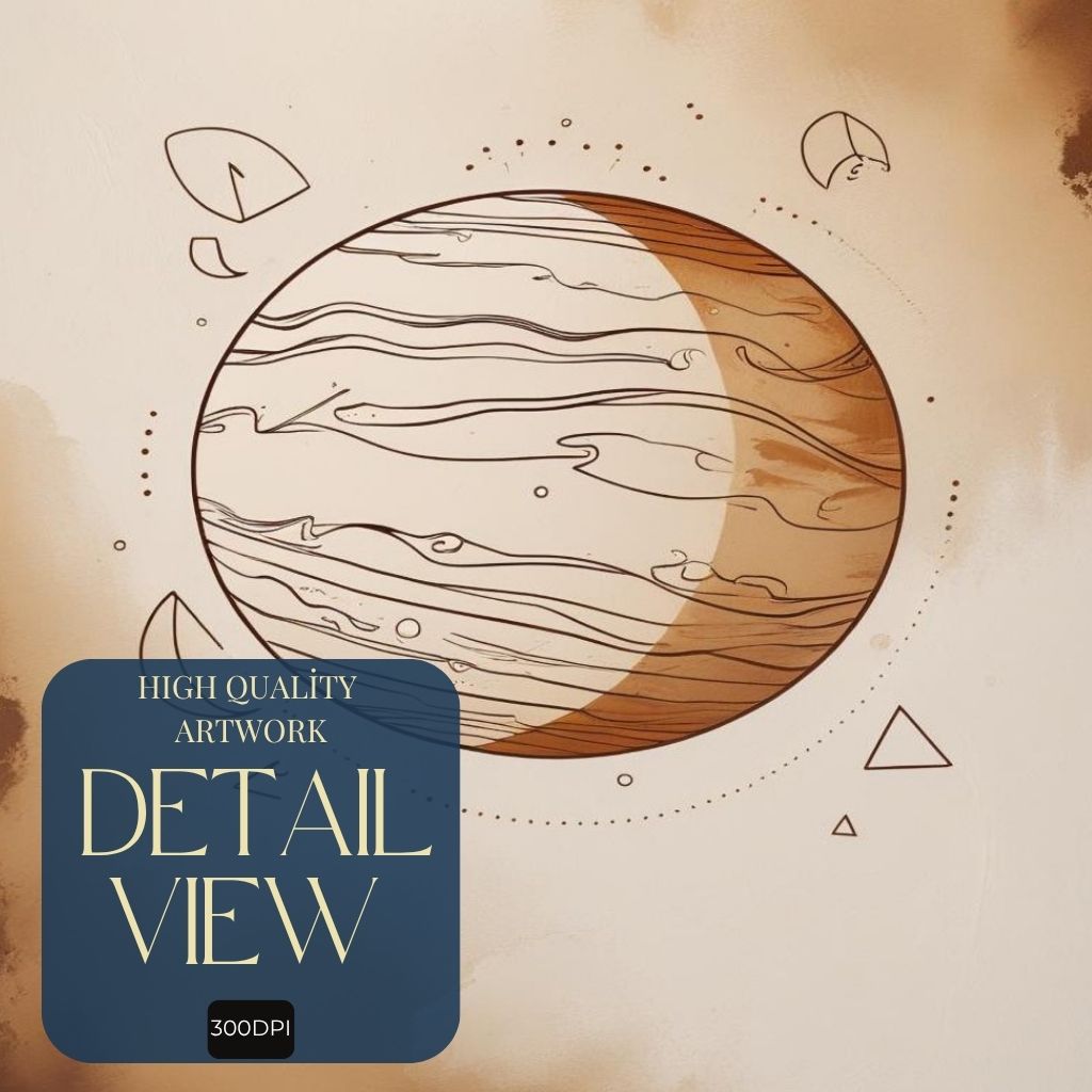 Arte de Pared Imprimible Planeta Celestial, Lámina de Planeta Cósmico Minimalista, Decoración Moderna del Hogar Espacial, Póster de Astronomía Escandinavo, Descarga Digital