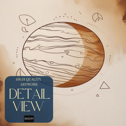 Arte de Pared Imprimible Planeta Celestial, Lámina de Planeta Cósmico Minimalista, Decoración Moderna del Hogar Espacial, Póster de Astronomía Escandinavo, Descarga Digital