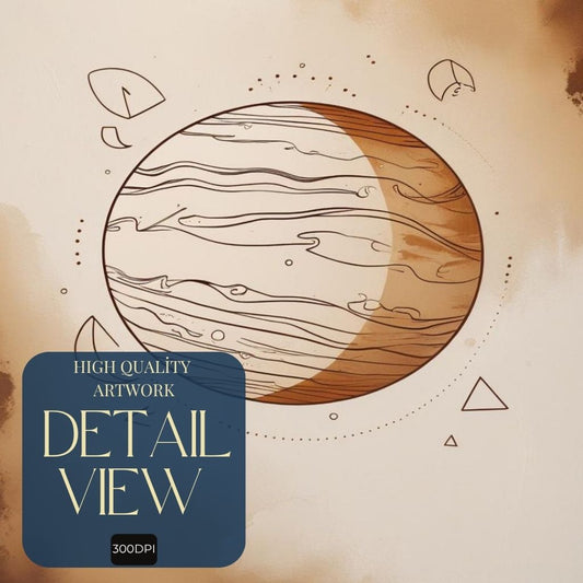 Arte de Pared Imprimible Planeta Celestial, Lámina de Planeta Cósmico Minimalista, Decoración Moderna del Hogar Espacial, Póster de Astronomía Escandinavo, Descarga Digital