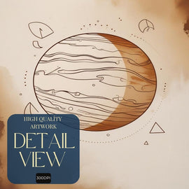Celestial Planet Wall Art Printable, Minimal Cosmic Planet Print, Modern Space Home Decor, Scandinavian Astronomy Poster, Digital Download
