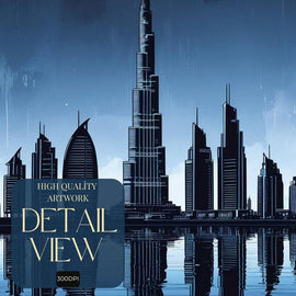 Dubai Skyline Wall Art Printable, Burj Khalifa Poster, Modern Dubai Cityscape Print, Luxury Architecture Wall Decor, Digital Download
