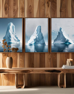 Set de 3 impresiones artísticas de pared con iceberg, láminas de paisajes del océano Ártico, decoración de pared minimalista costera, descarga digital