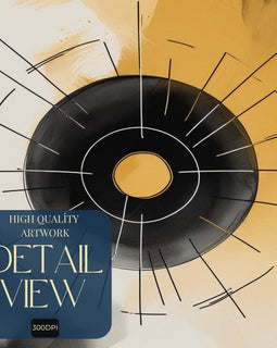 Geometric Circle Wall Art Printable, Modern Abstract Line Art Print, Black and Gold Minimalist Home Decor, Digital Download