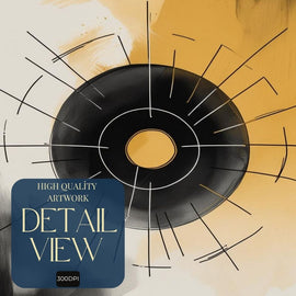 Geometric Circle Wall Art Printable, Modern Abstract Line Art Print, Black and Gold Minimalist Home Decor, Digital Download