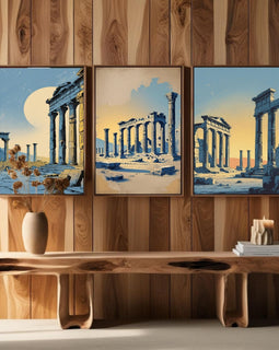 Ancient Greek Ruins Wall Art Set of 3 | Classical Architecture Prints | Historical Temple Decor | Mediterranean Antique Artwork | Digital Download