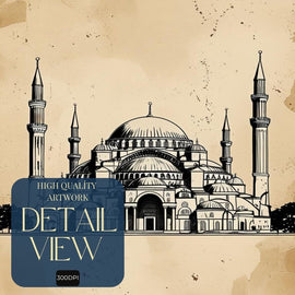 Hagia Sophia Wall Art Printable, Minimal Mosque Poster, Istanbul Architecture Print, Historic Landmark Decor, Digital Download