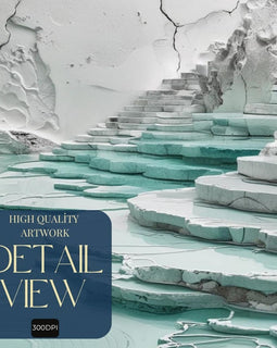 Arte Mural Imprimible de Terrazas de Travertino, Impresión de Paisaje de Aguas Termales Minerales, Decoración Minimalista del Hogar con Temática de Naturaleza, Póster Moderno para Spa, Descarga Digital