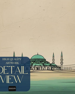 Blue Mosque Wall Art Printable, Sultan Ahmed Mosque Poster, Istanbul Skyline Decor, Minimal Islamic Architecture Print, Digital Download Print