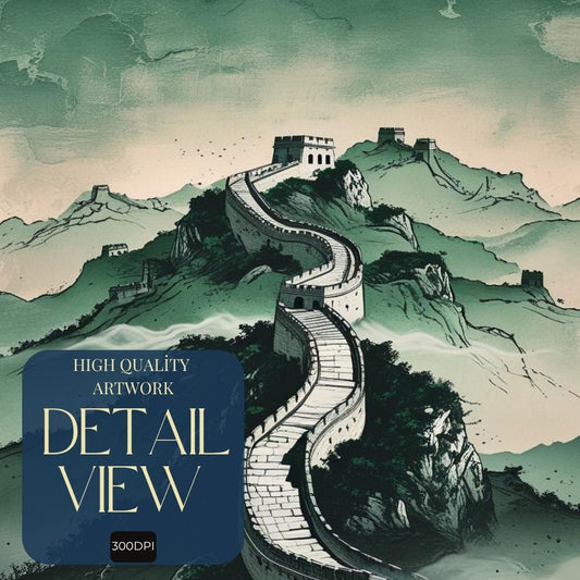 Imprimible de Arte Mural de la Gran Muralla China, Póster de Paisaje Chino, Decoración de Pared de Montaña Asiática, Arte de Viaje Oriental, Impresión Digital Descargable
