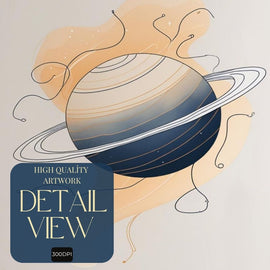 Saturn Planet Wall Art Printable, Minimal Space Poster, Modern Solar System Digital Print, Celestial Home Decor, Instant Download Artwork