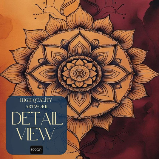 Arte de pared de mandala imprimible, póster de mandala de loto, decoración espiritual boho, impresión de pared de meditación, impresión de descarga digital
