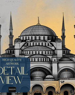 Arte de pared de la Mezquita Azul imprimible, Impresión arquitectónica de la Mezquita del Sultán Ahmed, Decoración islámica del hogar de Estambul, Monumento histórico, Descarga digital
