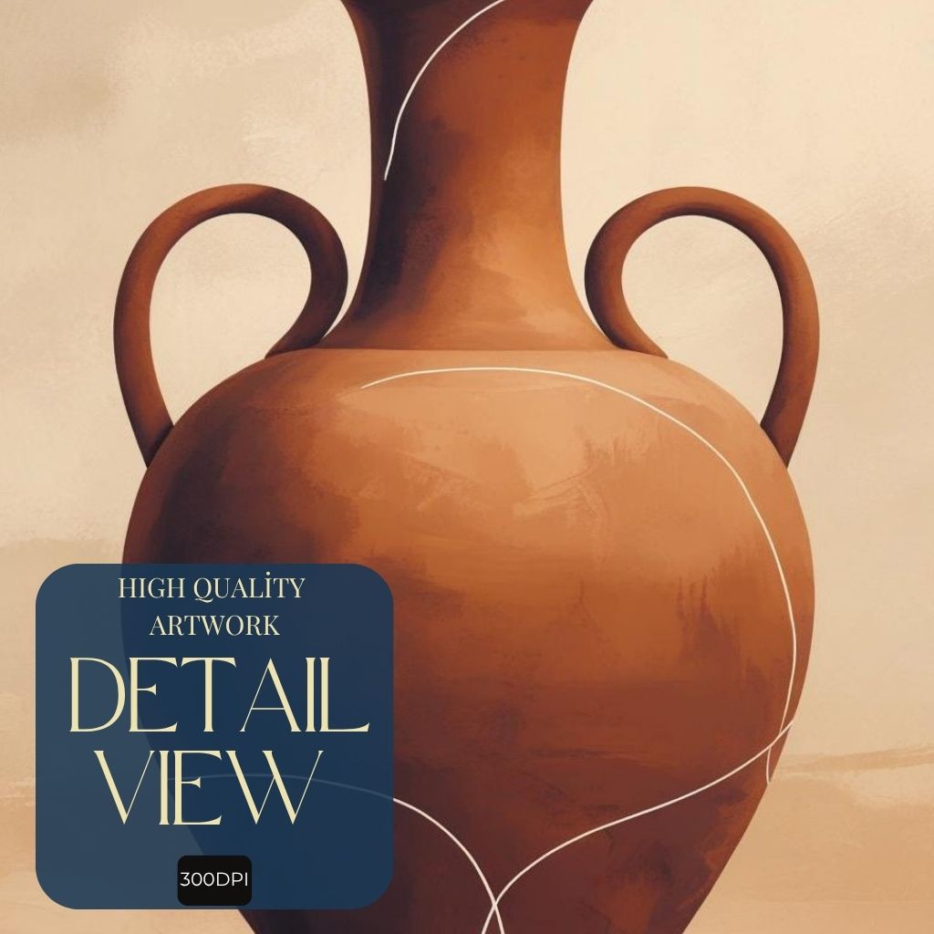 Minimal Ceramic Vase Wall Art Printable, Terracotta Vase Poster, Modern Pottery Decor, Scandinavian Neutral Print, Digital Download Print