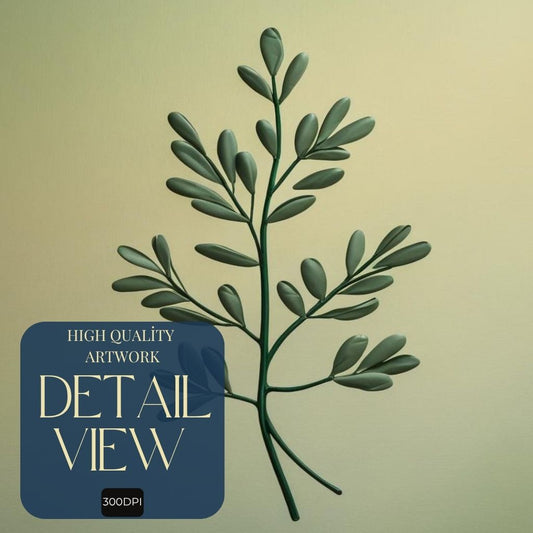 Arte de pared botánico minimalista imprimible, póster de rama de hoja verde, decoración moderna de la naturaleza, arte escandinavo imprimible, impresión de descarga digital