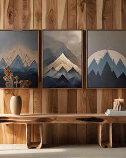 Modern Mountain Wall Art Set of 3 | Abstract Mountain Printable Art | Minimalist Landscape Decor | Neutral Nature Wall Art | Scandinavian Mountain Poster Set | Digital Download