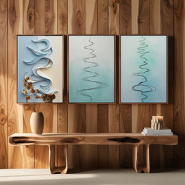 Minimalist Abstract Line Wall Art Set of 3 | Modern Flowing Curves Prints | Scandinavian Contemporary Decor | Digital Download